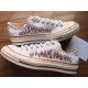 Lavanta Desenli Özel Nakışlı Beyaz Sneaker